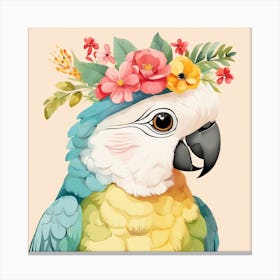 Floral Baby Parrot Nursery Illustration (5) Canvas Print