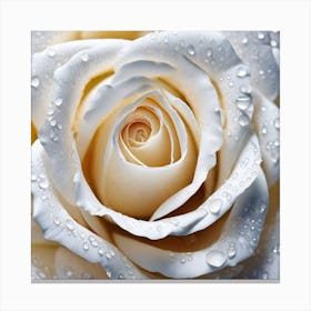 White Rose With Water Droplets 1 Canvas Print