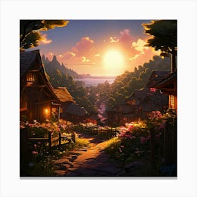 Village At Sunset 4 Canvas Print