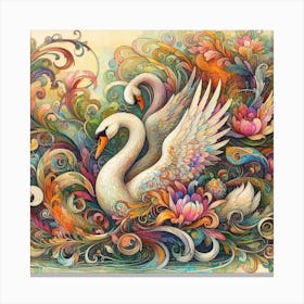 Colorful Swans Canvas Print