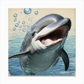 Dolphin With Bubbles 3 Canvas Print