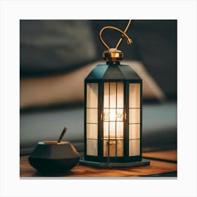 Lamp On A Table Canvas Print