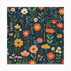 Folk Meadow Art Print 1 Canvas Print