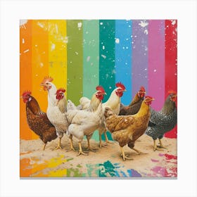 Rainbow Stripe Chicken Collage 1 Canvas Print