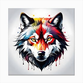 Colorful Wolf Head Canvas Print