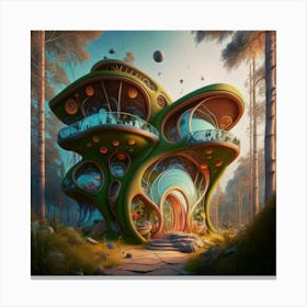 Huge colorful futuristic house design with vibrant details 4 Canvas Print