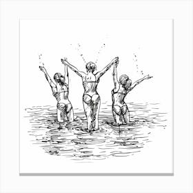 Three Women In The Water Canvas Print