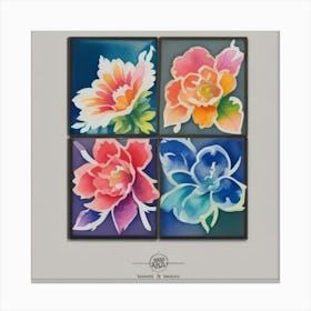 Four Watercolor Flowers Canvas Print