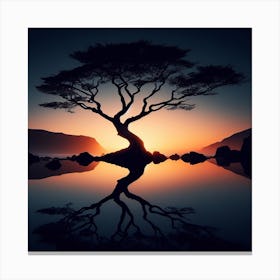 Lone Tree At Sunset Canvas Print