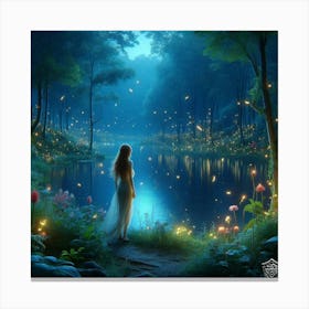 Fireflies In The Forest Canvas Print