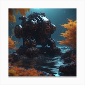 Robot In The Forest Canvas Print