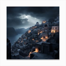 Santorini At Night Canvas Print