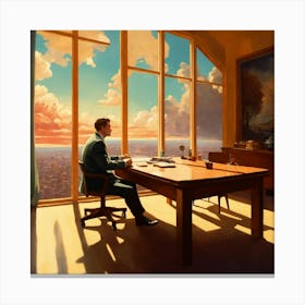 Man In A Office Canvas Print