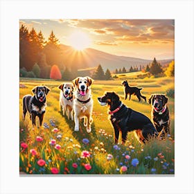 Dogs In The Meadow Canvas Print