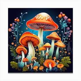 Mushrooms In The Forest 60 Canvas Print