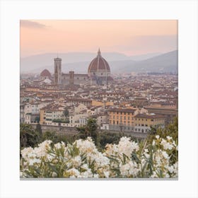 Sunset In Florence Square Canvas Print