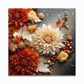 Autumn Flowers On A Dark Background Canvas Print