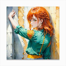 Anime Girl Leaning Against Wall Canvas Print