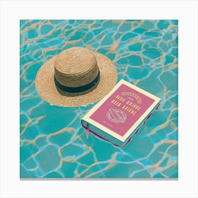 Hat And Book In The Pool Canvas Print