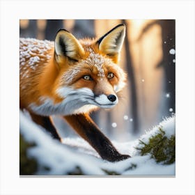 Fox In The Snow 16 Canvas Print