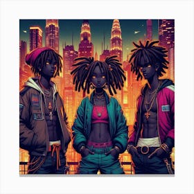 Three Afro-Americans cyberpunks Canvas Print