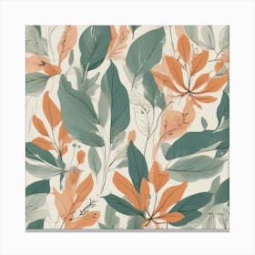 Orange And Green Leaves Canvas Print