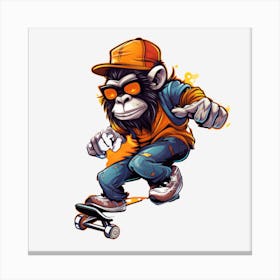 Monkey Skateboarding Canvas Print