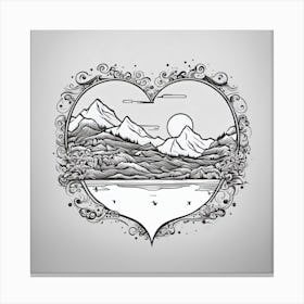 Heart With Mountains Canvas Print