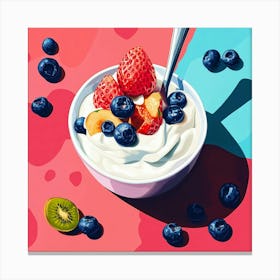 Yogurt And Kiwi Painting Milkshakes Canvas Print