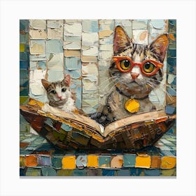 Cat Reading Book Canvas Print