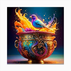 Firefly Baroque, Colorful, Paint, Pot, Infinite, Bright, Colors, Flow, Iridescent, Bird, Magic, Eyes (8) Canvas Print