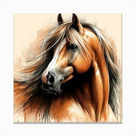 Brown Arabian Horse Head Portrait Drawing 1 Canvas Print