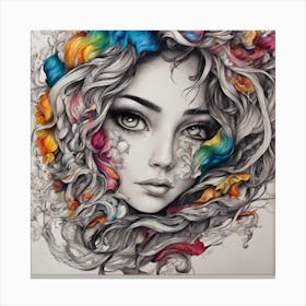 Girl With Colorful Hair Canvas Print