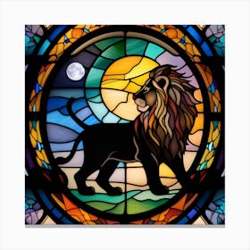 Lion king of the jungle stained glass rainbow colors Canvas Print