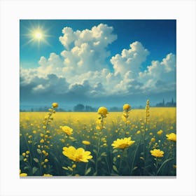 Yellow Flowers In A Field 37 Canvas Print