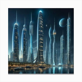 A Neon City Underwater Canvas Print