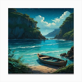 Boat On The Beach Canvas Print