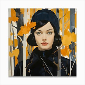 Woman and Trees in Autumn Canvas Print