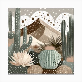 Firefly Modern Abstract Beautiful Lush Cactus And Succulent Garden In Neutral Muted Colors Of Tan, G (11) Canvas Print