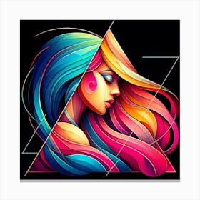 Portrait Of A Woman With Colorful Hair 1 Canvas Print