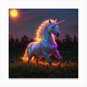 Unicorn At Night Canvas Print