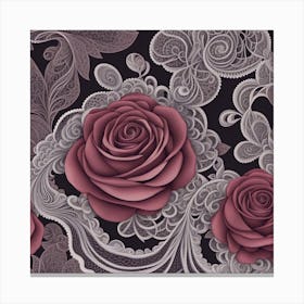 Roses On A Black Background Canvas Print