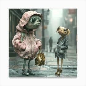 The Tiny Dog and the Giant Turtle Canvas Print