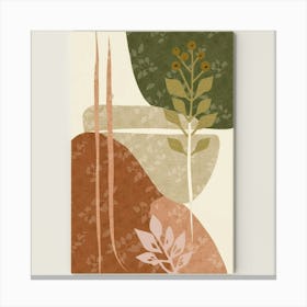 Abstract boho wall art in beige and green 3 Canvas Print