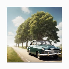 Vintage Classic Car On The Road Canvas Print