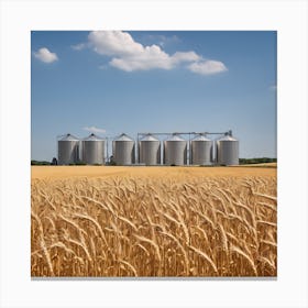 Wheat Field With Silos Canvas Print