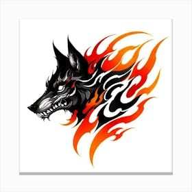 Wolf In Flames 1 Canvas Print