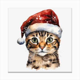 Cat In Santa Hat Canvas Print
