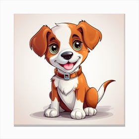 Cute Puppy Cartoon Illustration Canvas Print