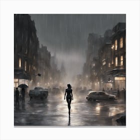 Catwoman In The Rain Canvas Print